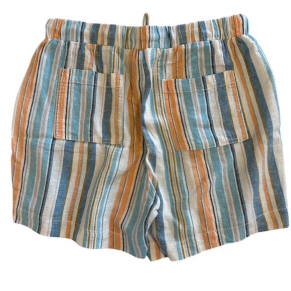 Briggs Women's Linen Blend Pull-On Shorts with Pockets Size Medium Blue Stripe. - Picture 4 of 11